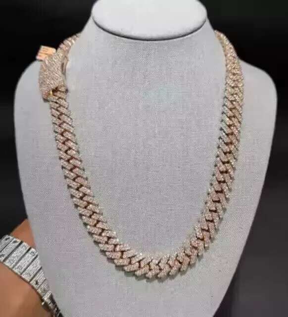 14MM 16Ct round Cut Moissanite Cuban Link Chain Mens 925 Sterling Silver Diamond Necklace Iced Style