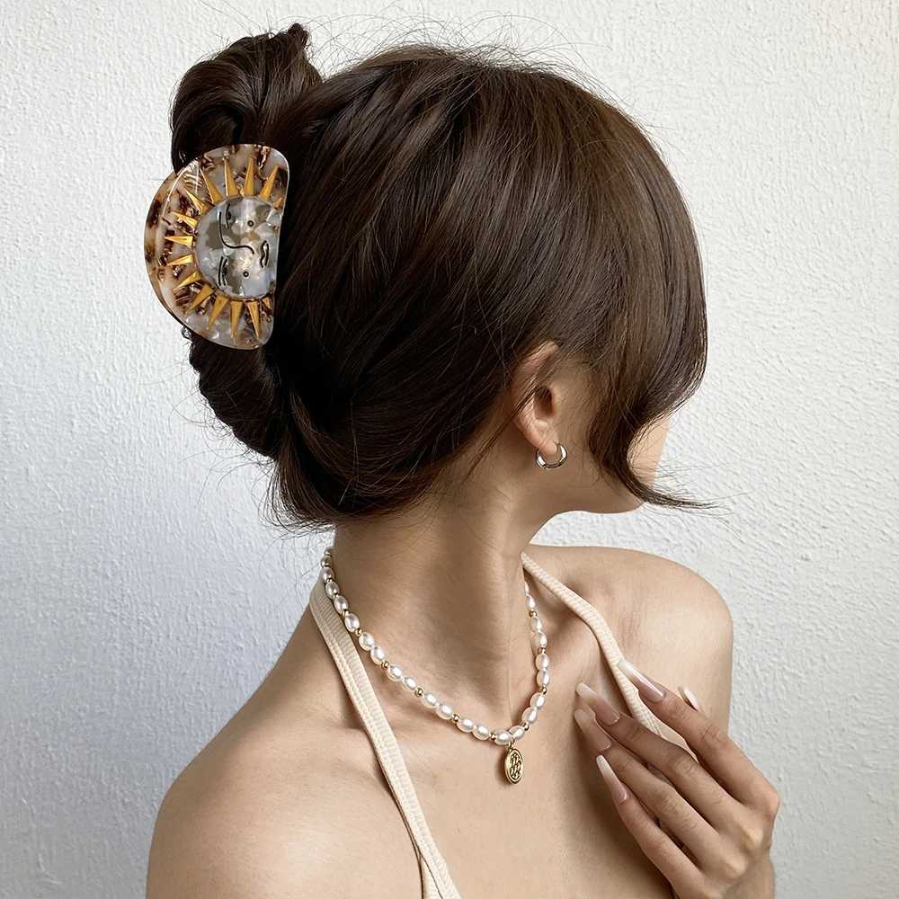 Creative Funny Semicircle Sun Acetate Hair Claw Clip For Women New Design Thick Ponytail Hairpin Hair Accessories Tool Gifts Z250707