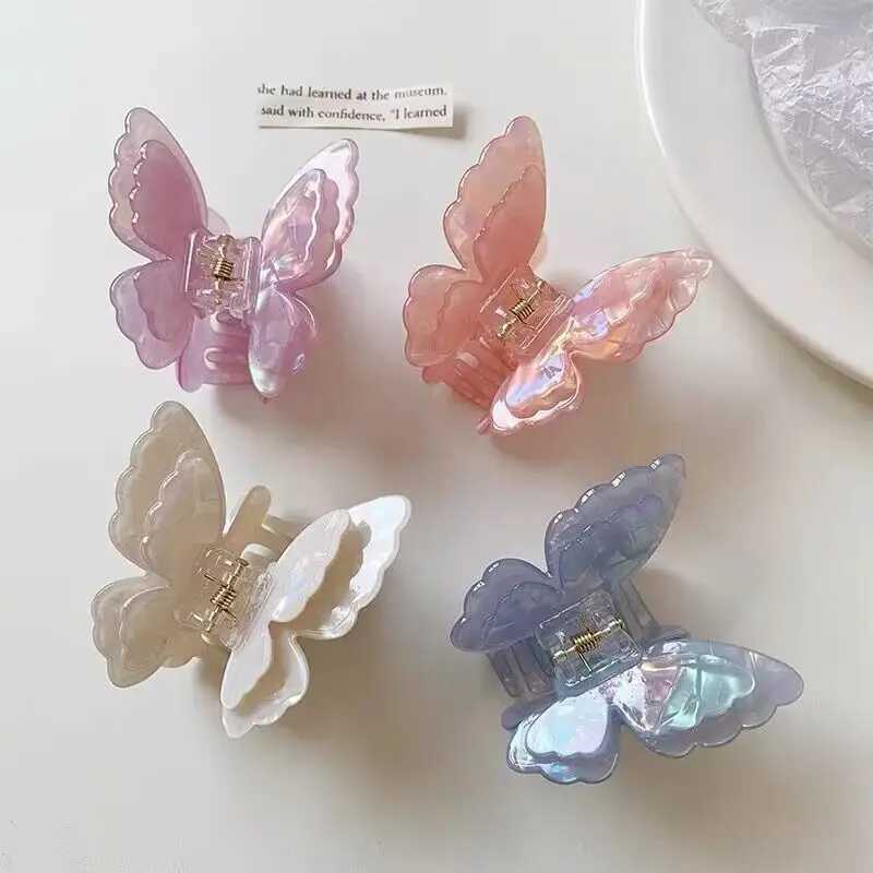 New Fairy Acetate Butterfly Claw Clip Female Elegant Colorful Bow Crab Shark Hair Clips Hairpins For Women Girl Hair Accessories Y250707