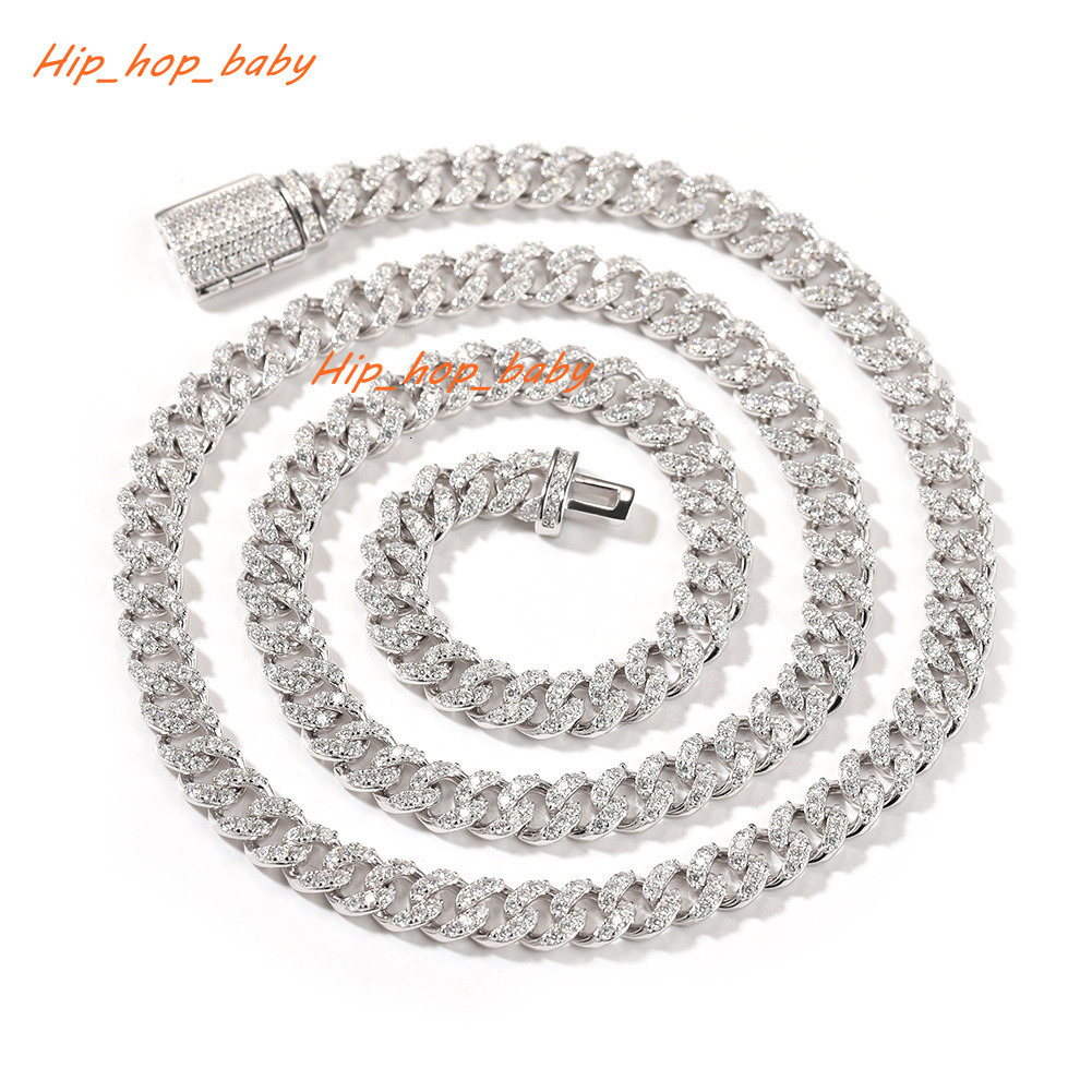 Hip Hop 6mm925 Silver Moissanite Mens Custom Cuban Chain