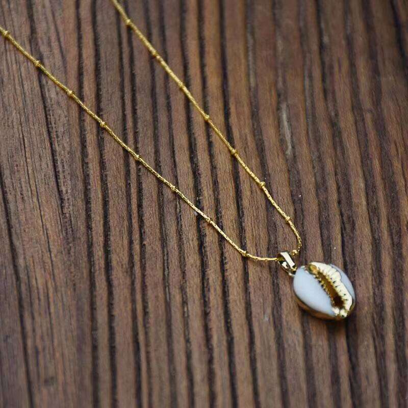 Hot Selling Electroplated Natural Pendant Bohemian Shell Necklace Stainless Steel Gold/Sier Chain