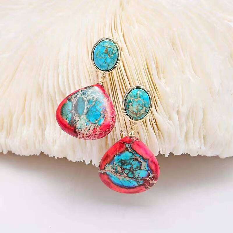Lingdi Fashion Teardrop Natural Stone Earrings