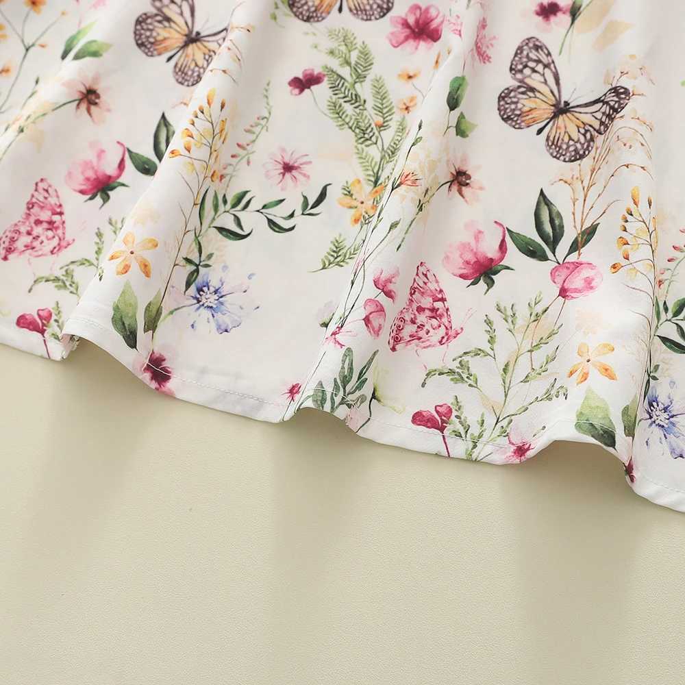 Children Clothes Crew-neck Sleeveless Vest Butterfly Flower Print Dress Temperament Casual Girls Dress R250707