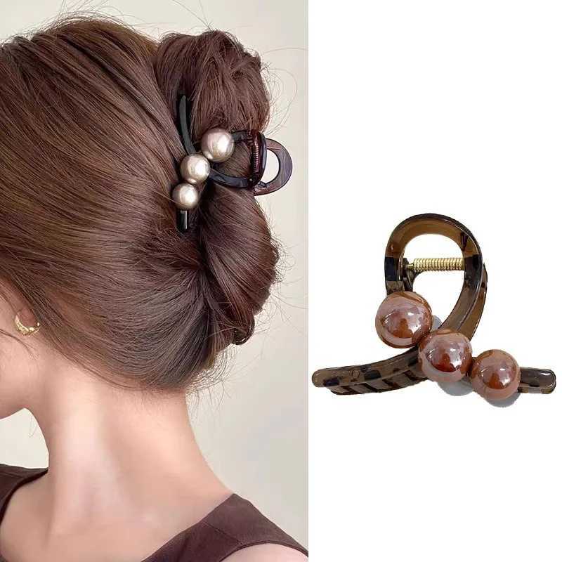 Elegant Pearls 3.15in Cross Hair Claw For Women Girls Sweet Hair Ornament Claw Clip Hair Clip Hairpin Fashion Hair Accessories Z250707
