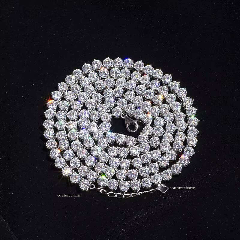 18mm Iced Moissanite 10K 14K Mesh Chain Necklace