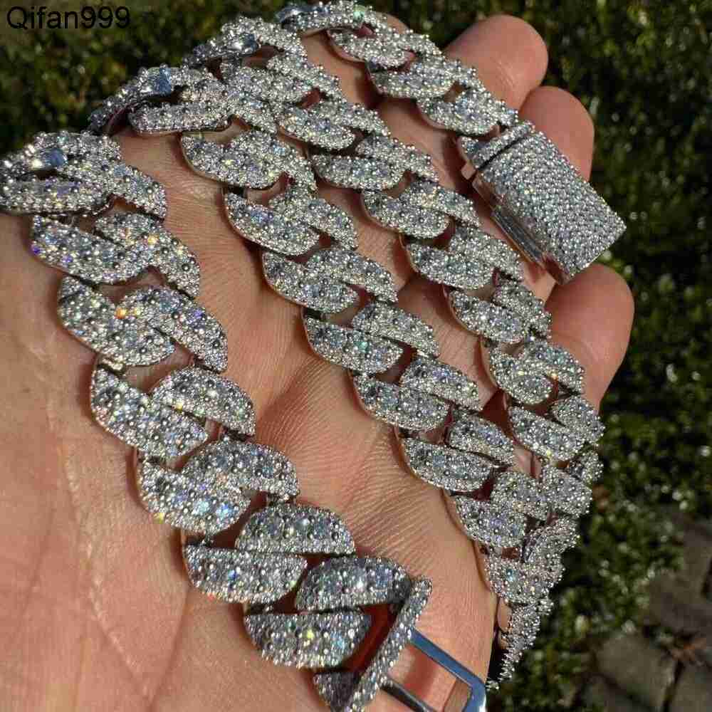 MOISSANITE Sterling Sier 10Mm 12Mm 14Mm Miami Cuban Link Chain Rounded Prong Vintage 16-30 Lengths PASSES DIA Tester