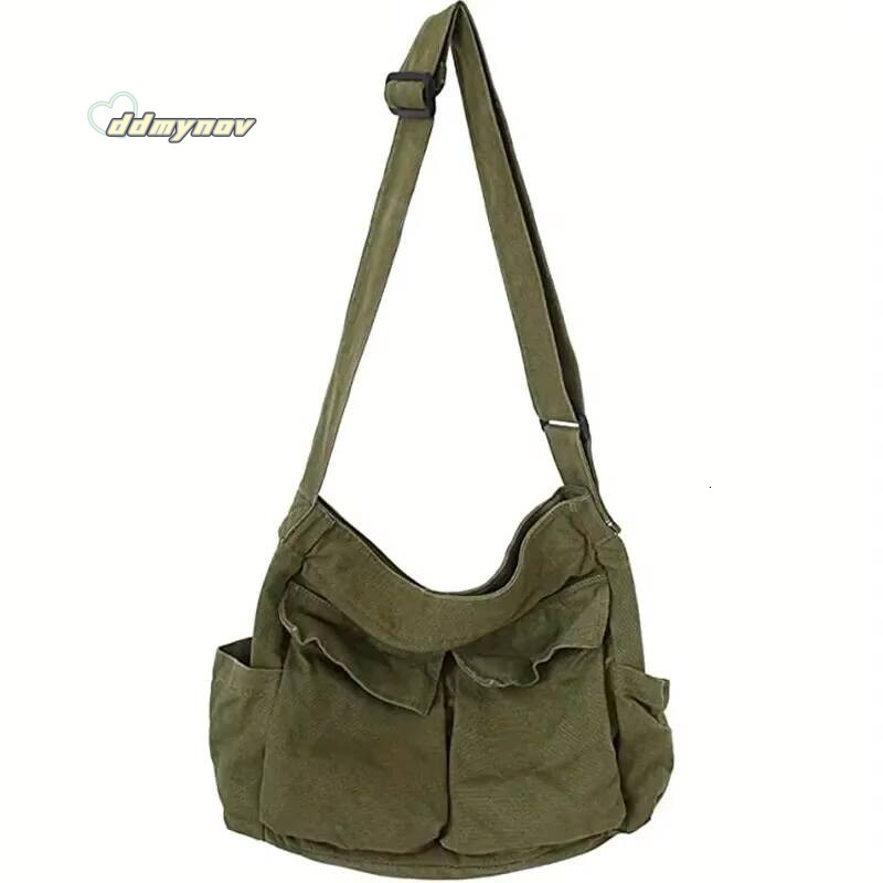 2024 y2k Women Vintage Canvas Teenager Shoulder Tote Messenger Bags Ladies Casual Handbag Crossbody Purse ddmynov