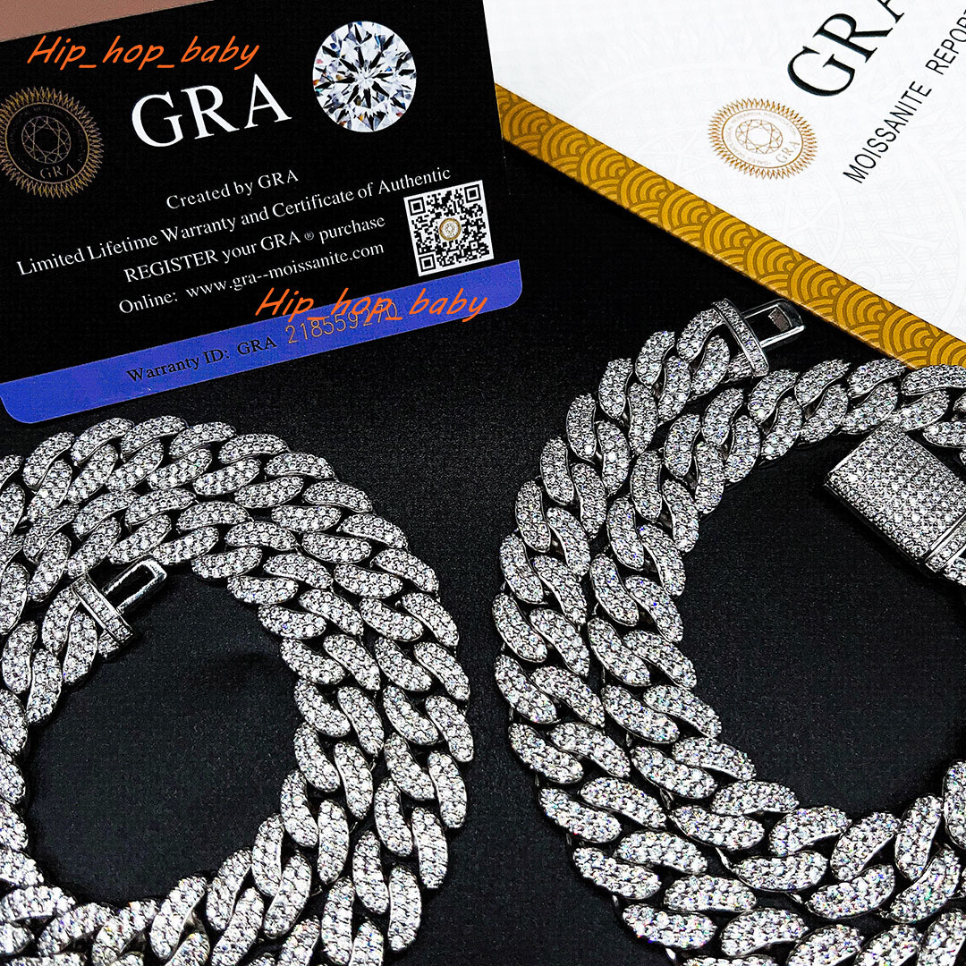 Iced Out Bling Diamond Hip Hop Miami Wholesale Cuban Link Chain Jewelry Moissanite Cuban Chain