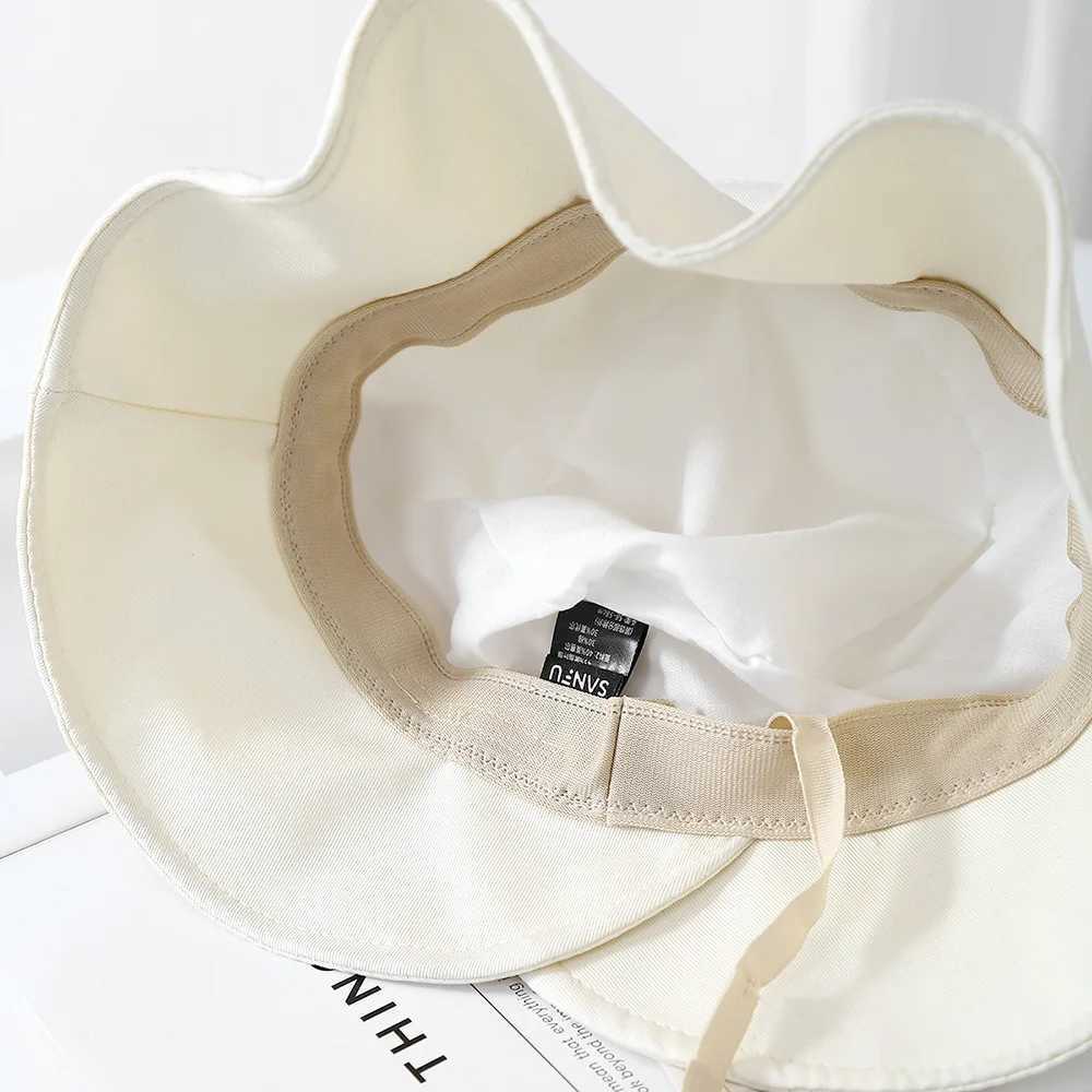 Korean Style Bucket Hat Women Thin Striped Bow Fisherman Hat Womens Spring And Summer All-match Sunshade Sun-protection Folding Y250707