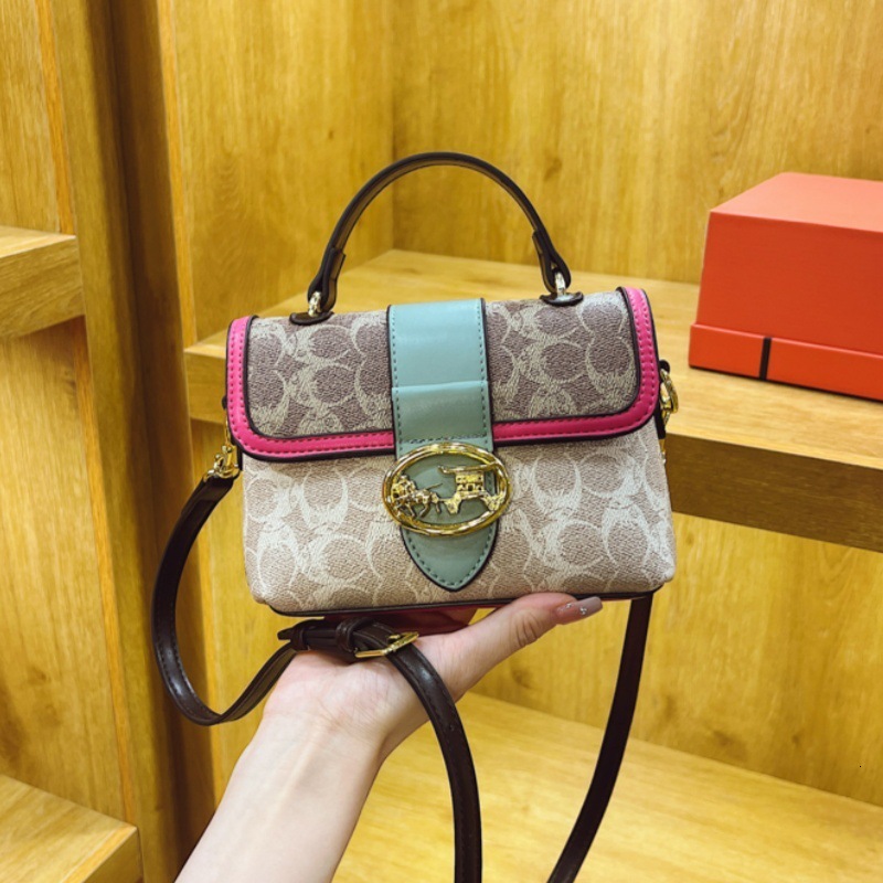 Designer High-End Feel for Women 2025 New Style Small Square Versatile Elegant Color-Block Fashion Shoulder Crossbody Light Luxury Women's Bag