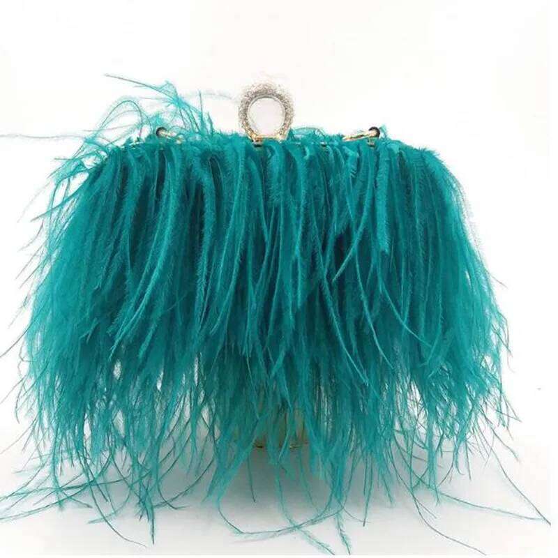 2025 Women's Evening Trend New Brand Ostrich Hair Banquet Bag Designer Handbags Fashion Chain Shoulder Bags Clutches