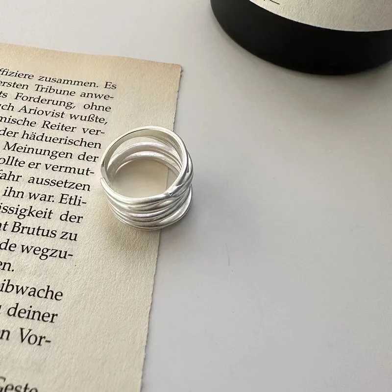 925 Sterling Silver Rings for Women Fashion Geometric Handmade Irregular Interware Lines Ring Party Christmas Gift XJ250707