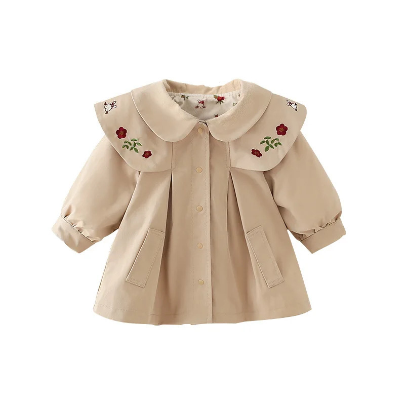 Spring Girls Long-Sleeved Embroidered Windbreaker Coat for Babies And Kids Contracted Leisure Infant Childrens Clothing 250704