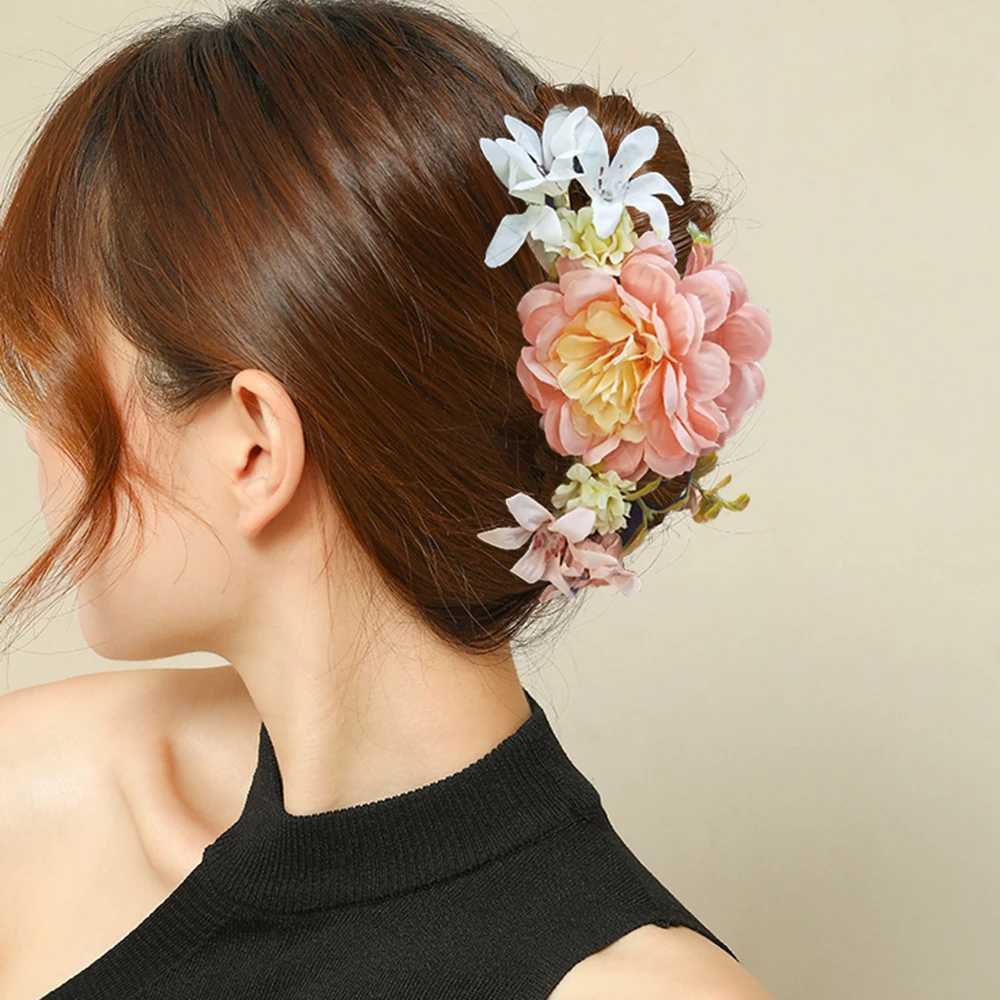 Haimeikang Large Size Flower Hair Clip Claws Hair Crab For Thick Hair Barrettes Hairpins Women Summer Fashion Hair Accessories Z250707