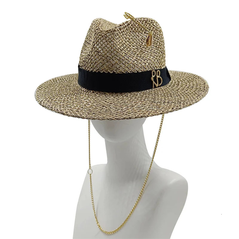 Womens Hat Salty Grass Straw Letter Jazz Sun Men and Women Summer Panama Outdoor Vacation Beach Wholes 250707