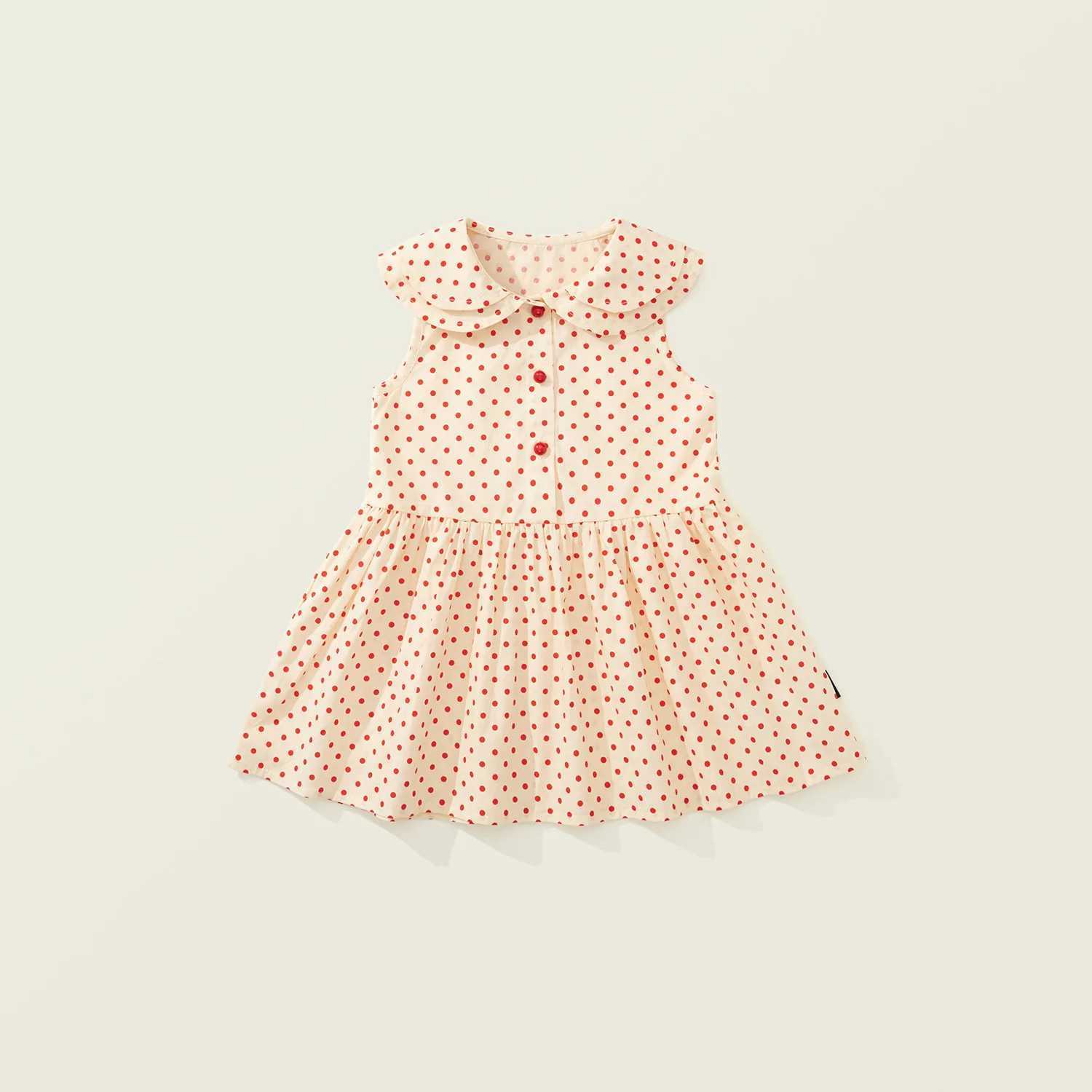 2025 Childrens Clothing Girls Polka Dot Dress Baby Korean Version Doll Collar Sweet Style Sleeveless Vest Skirt R250707