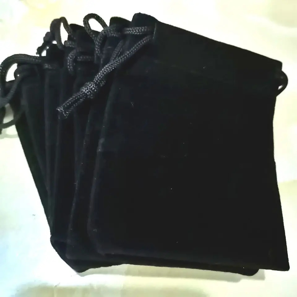wholesale Black Drawstring Velvet bag Jewelry Pouches Gift Display Packing Flannel Bag Drawstring Pocket 5x7/7x9/9x12/10x15cm 250702