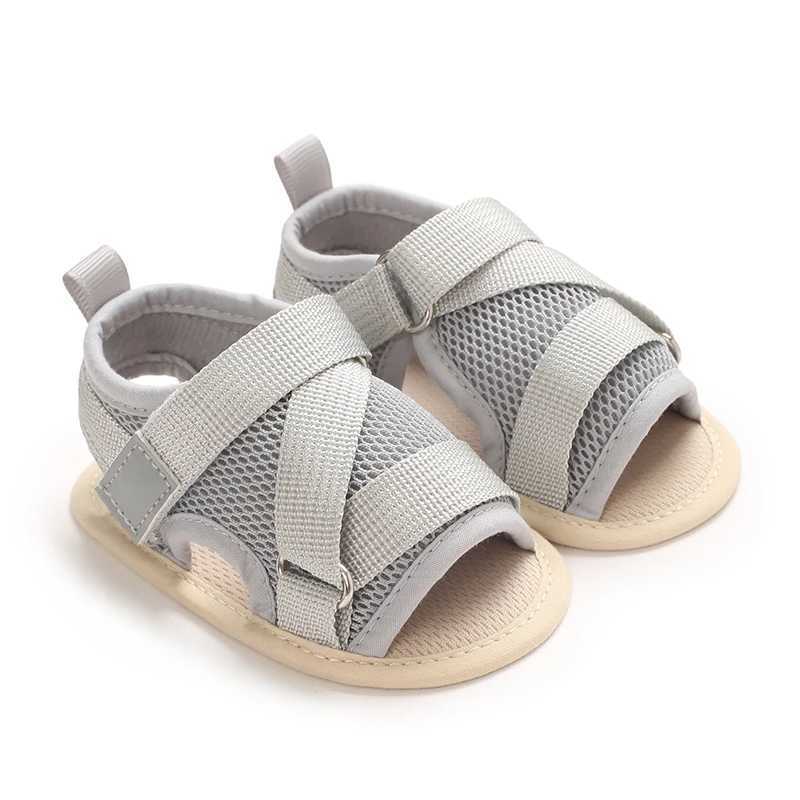 Gray Summer 0-18M Newborn Sandals High-Quality Soft Sole Anti-Slip Breathable Babys First Walking Shoes R250707
