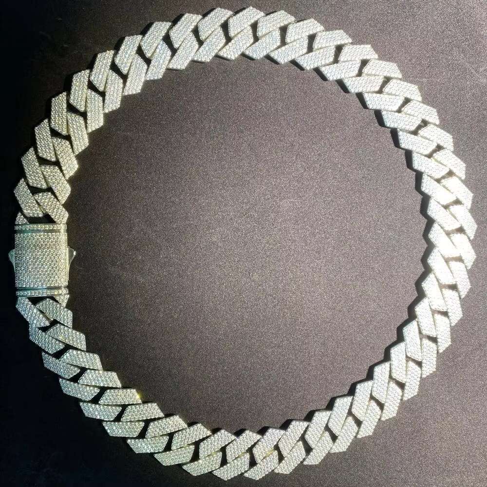 22MM Custom Hip Hop Moissanite Diamond 925 Cuban Link Chain Heavy Cuban Chain for Anniversary Iced out Jewelry