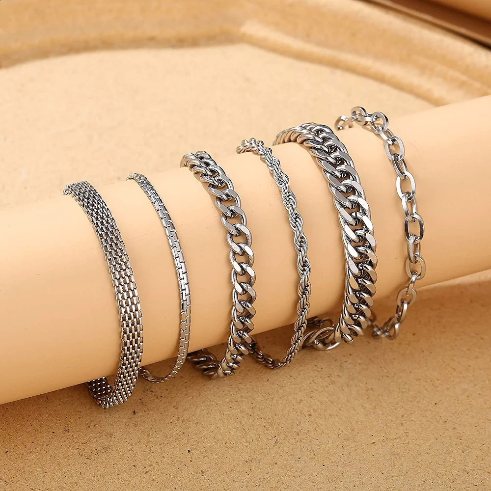 9 Styles Stainless Steel Bracelet for Men Women GoldSilver Color Fashion Cuban Link Adjustable Gifts 250707