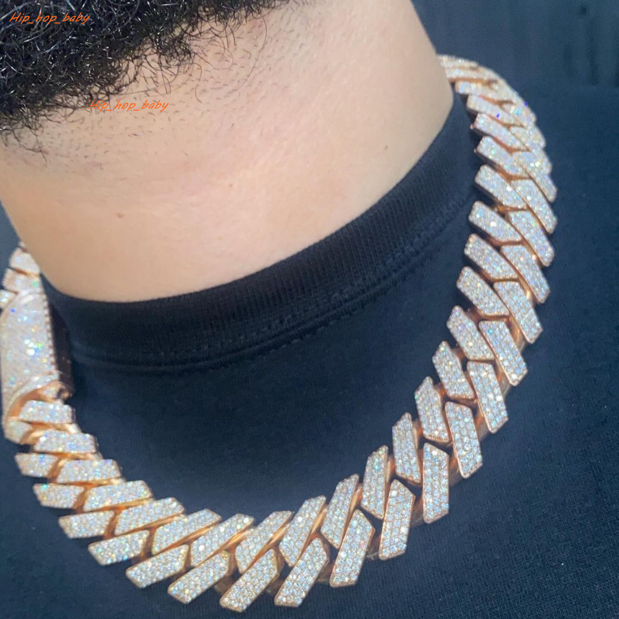 Iced Out Cuban Link Chain 16MM VVS Moissanite Diamond Cuban Link Chain Hip Hop Miami Cuban Chain Hip Hop