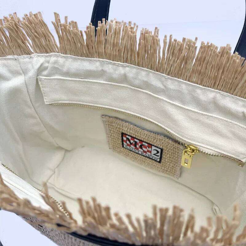 SAINT BARTH mat crossbody small bag, casual travel straw handmade tassel handbag, tote bag