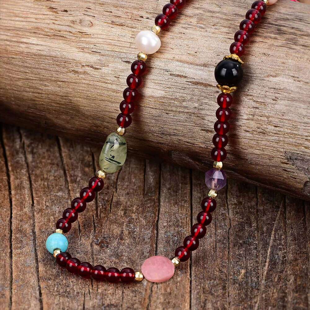 Bohemian Natural Mixed Color Imperial Stone Strap Irregular Bean-Shaped Friendship Jewelry Charm Phone Chain