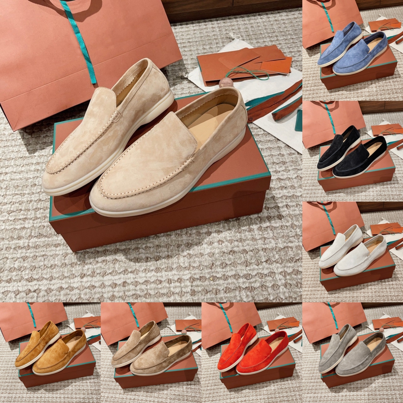 Womens Mens Slippers Summer Walk Charms Loafers Luxury Designs Slipper Slip On Mules Sandals Men Soft Suede Top Quality Slides Scuffs Scarpette da donna Pantoufles