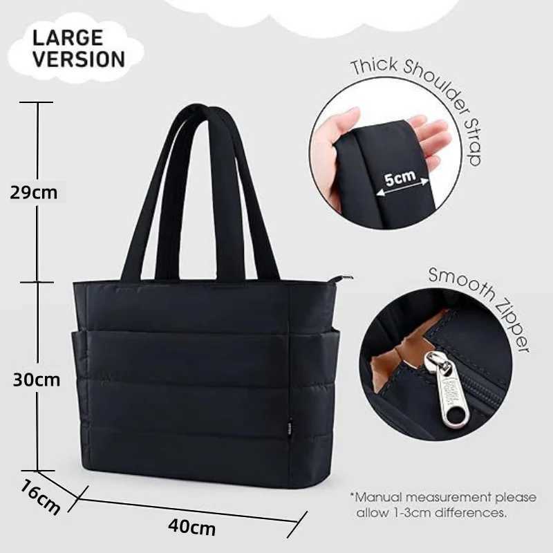 Womens Bag Solid Color Tote Bag Commuting College Padded Shoulder Bag Leisure Simple Female Handbags for Travel