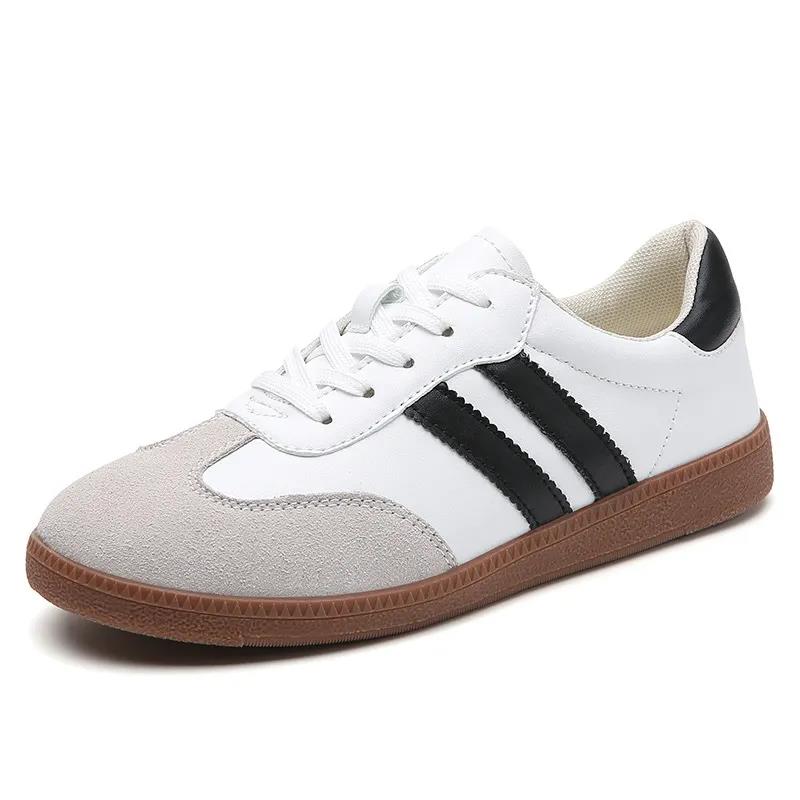 Free shipping for designer ladies new large-sized casual flat shoes, color-matching retro ins sports sneakers, white sneakers