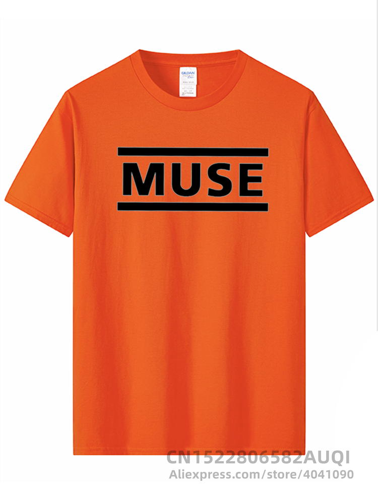 Men's High Quality 100% Cotton Letter Printed T-shirt Muse Rock Band Short-sleeved T-shirt O-neck Hip Hop Male Tops