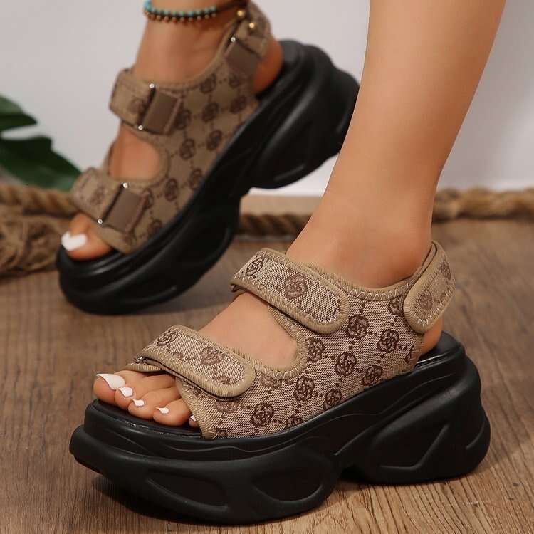 New Style Platform Magic Tape Large Size Thick Sole Sandals Denim Women's Shoes