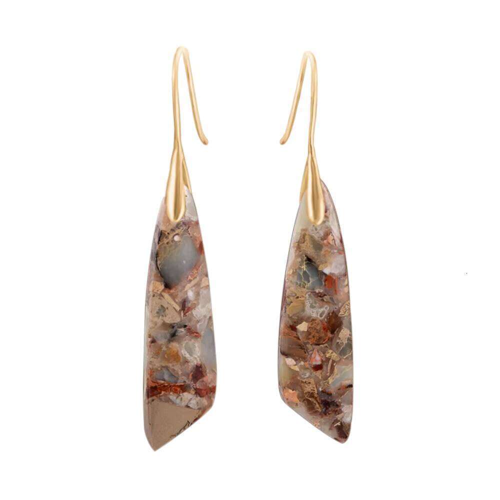 Fashionable Geometric Stone Jasper Earrings Bohemian Style Clearance