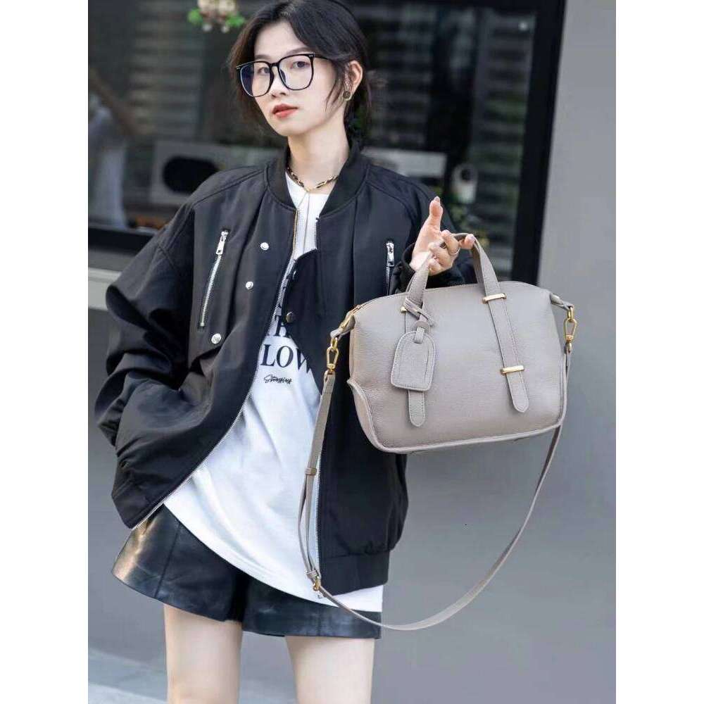Winter Dark Red Green Pillow Tote Large Natural Cow Leather Women's Handbag Fashion All-Match Quality Ladies Shoulder Bag