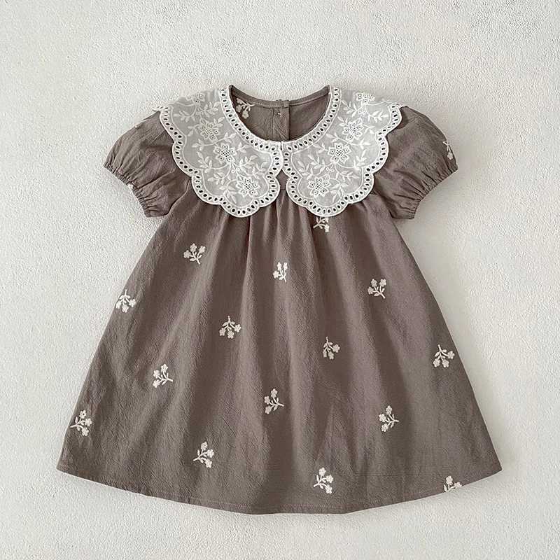Girls Dresses Childrens Baby Casual Cotton Bubble Sleeves Ventilate Summer Princess Outdoors Baby Girls Embroider Summer Dress R250707