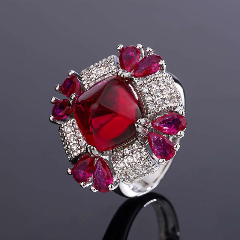 Huayoumei Imitation Natural Tanzanite Gemstone Heavy Craft Sugar Tower Blue Crystal Zircon Ring 634