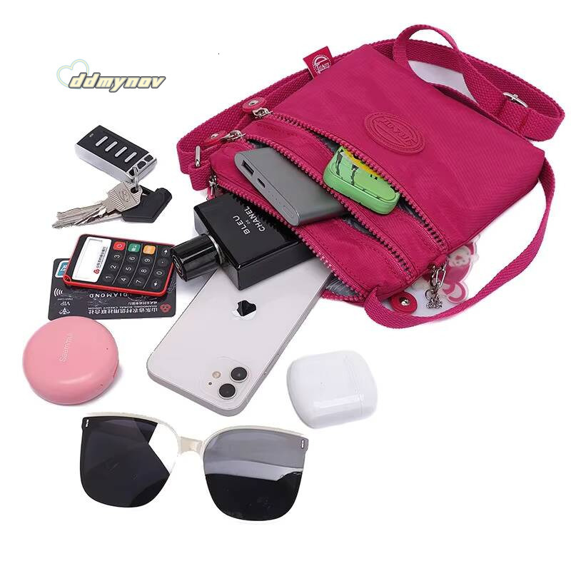 High Quality Flower Nylon Men Women Shoulder Messenger Bag Cross Body Phone Purse Lightweight Blue Grey Black Red Purple M0908 ddmynov