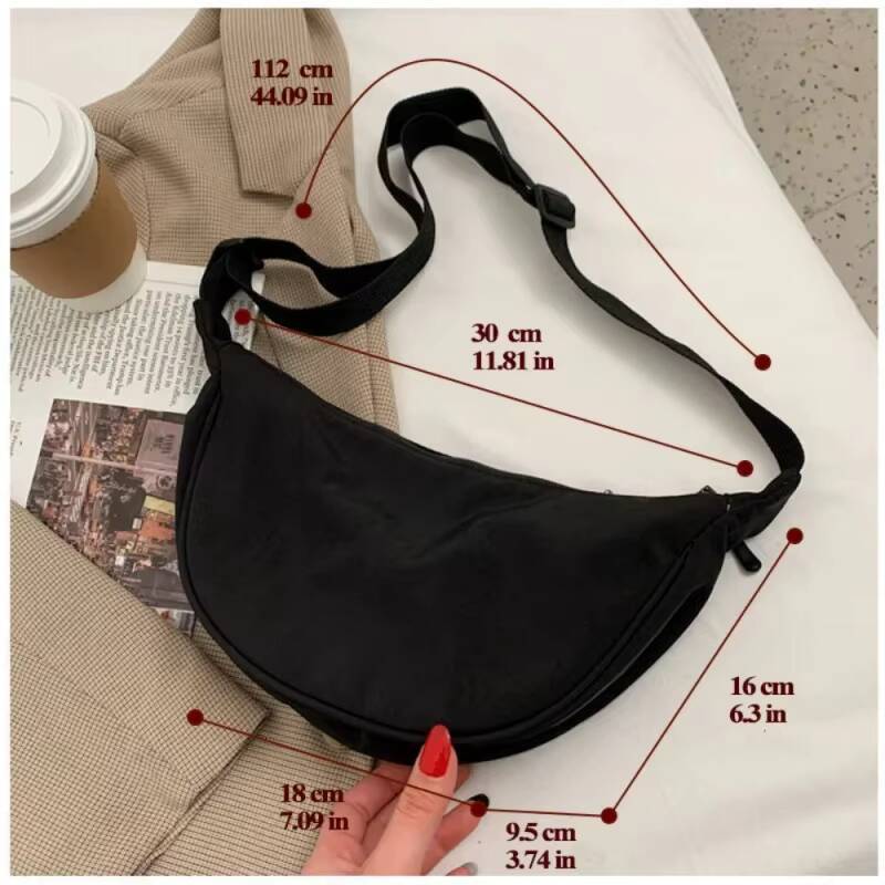 Women Shoulder Bags Solid Color Nylon Dumpling Messenger 2023 New Trendy Lightweight Large Capacity Underarm Bag ddmynov
