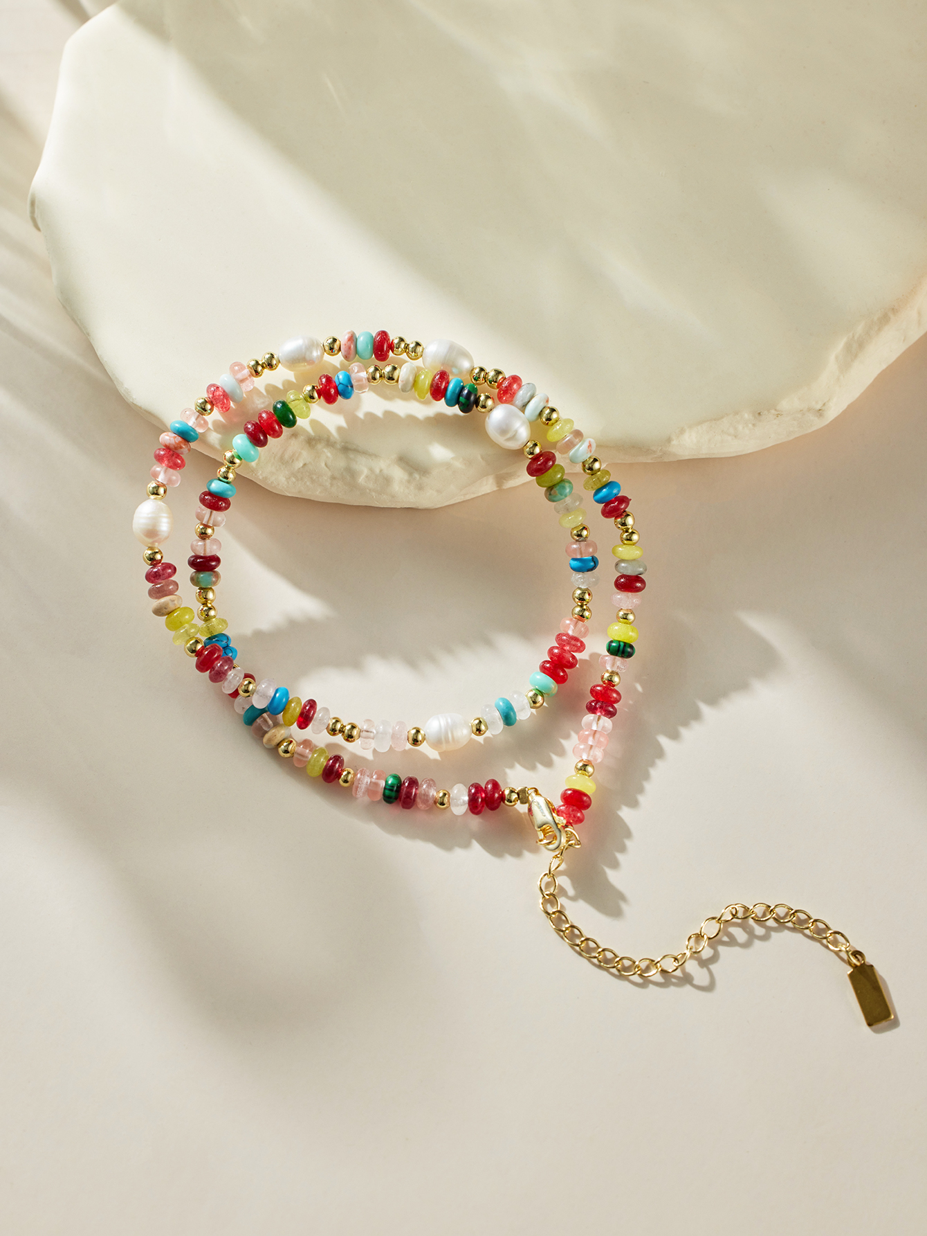 Minimalist Dopamine Rainbow Beaded Necklace Niche Design Light Luxury Collar Chain TM0032