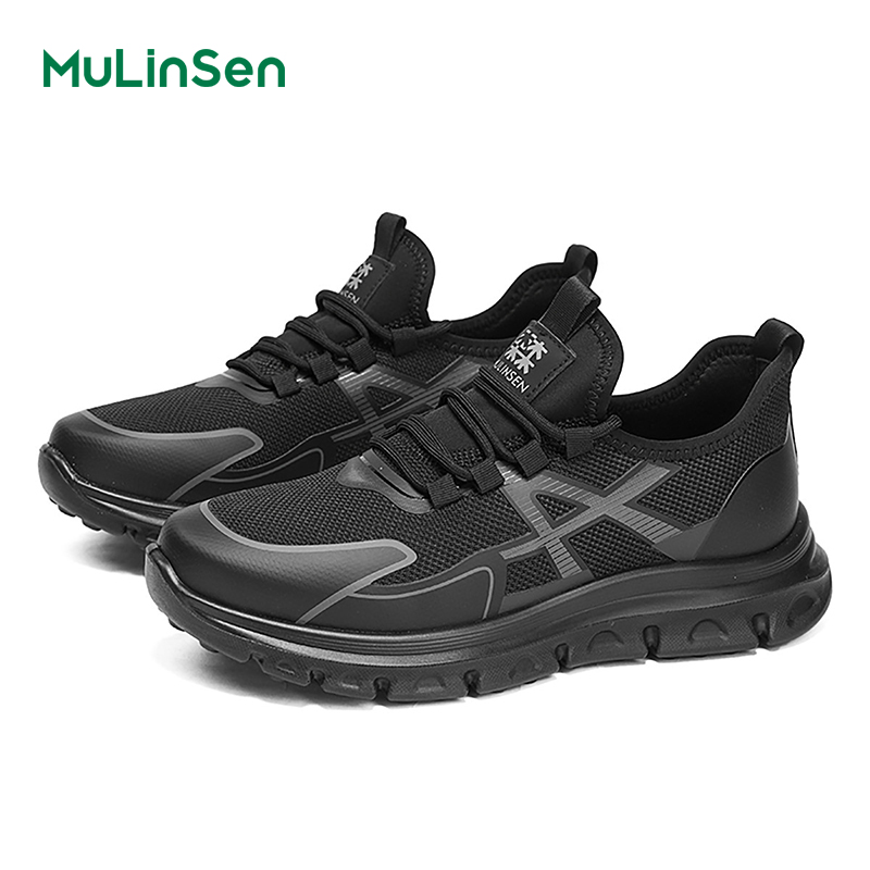 Mulinsen men's classic breathable running shoes-black mesh ultra-light casual sports shoes 2025 new ultra-light running shoes