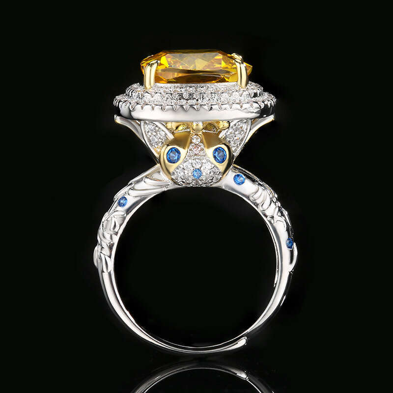 New Huayoumei Jewelry Ring Copper Material Imitation Red Corundum Women's High-End Fashion Versatile 9E2