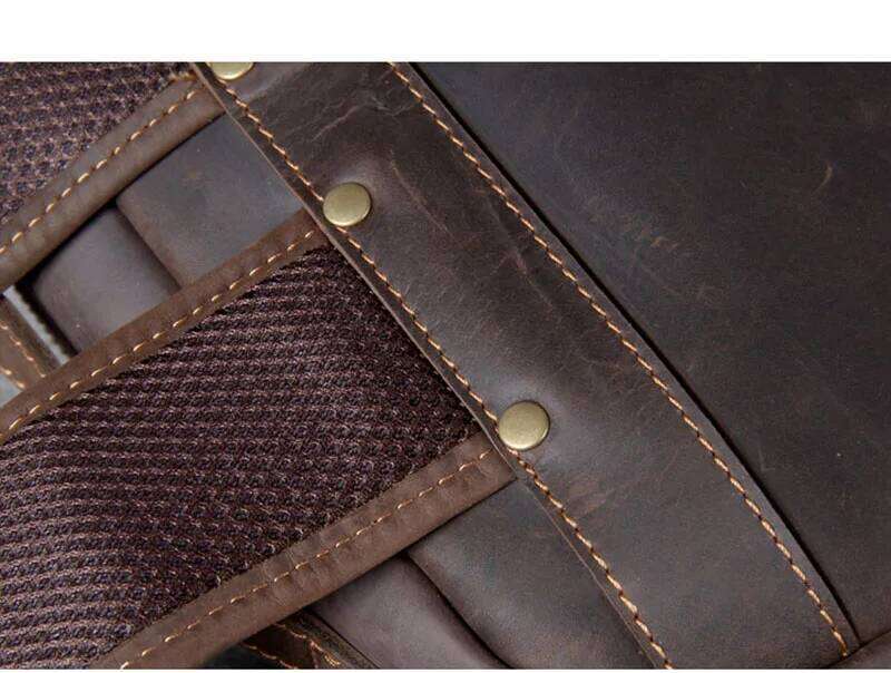 Vintage Crazy Horse Genuine Men Backpack Laptop Leather Daily Bagpack Male Rucksack Trave Hiking Knapsack Large