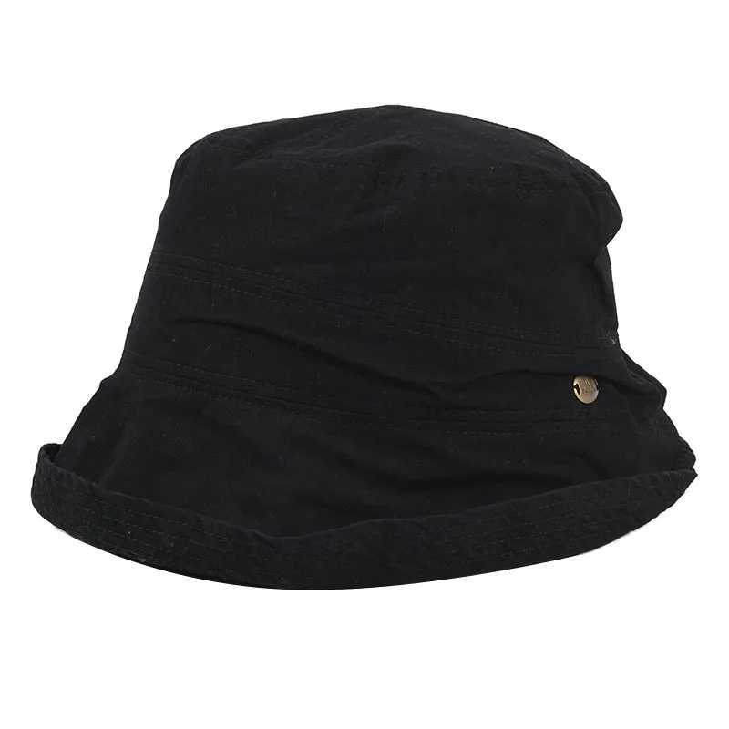2022 Women Spring Bucket Hats Casual Cotton Summer Panama Hats Collapsible Sun Hats Y250707