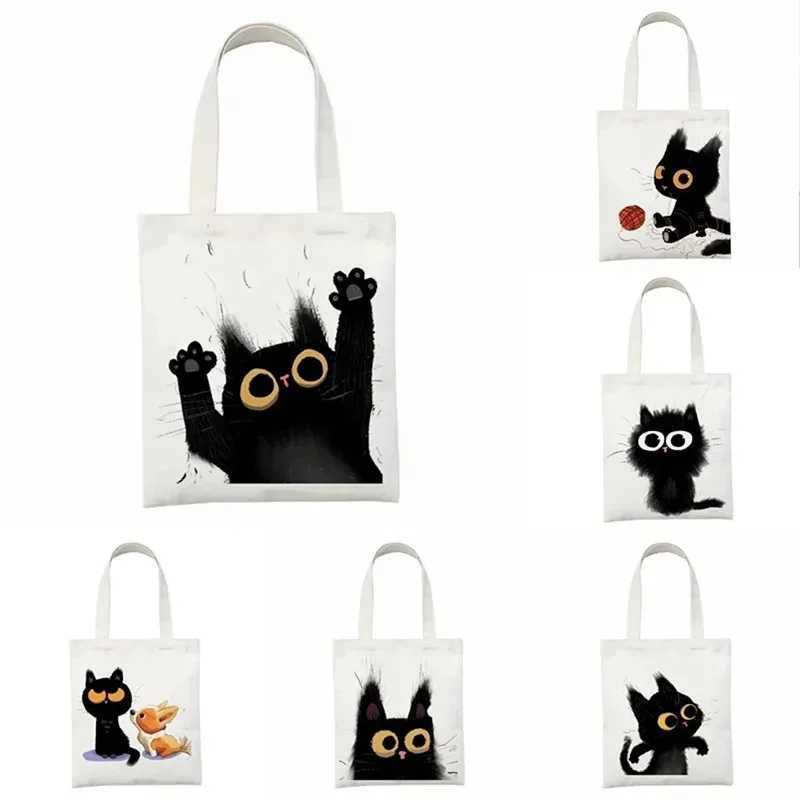 Korean s Cute Print Women Harajuku Bag Large-capacity Canvas Vintage Cartoon Sweet College Shoulder Bags Shopping Handbags
