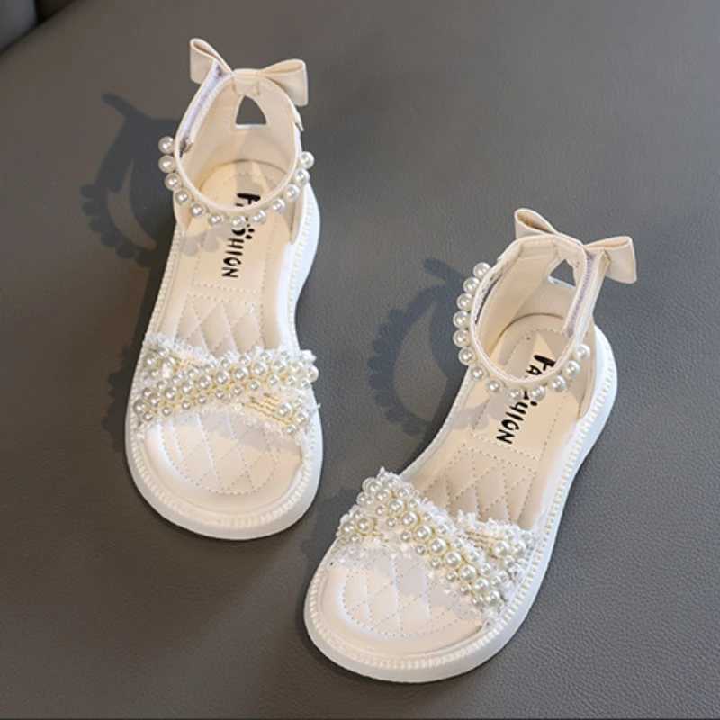 Childrens Sandals Summer Girls Princess Causal Bowtie Roman Sandals Fashion Sweet Kid Party Non-slip Open-toe Sandals Hook Loop R250707