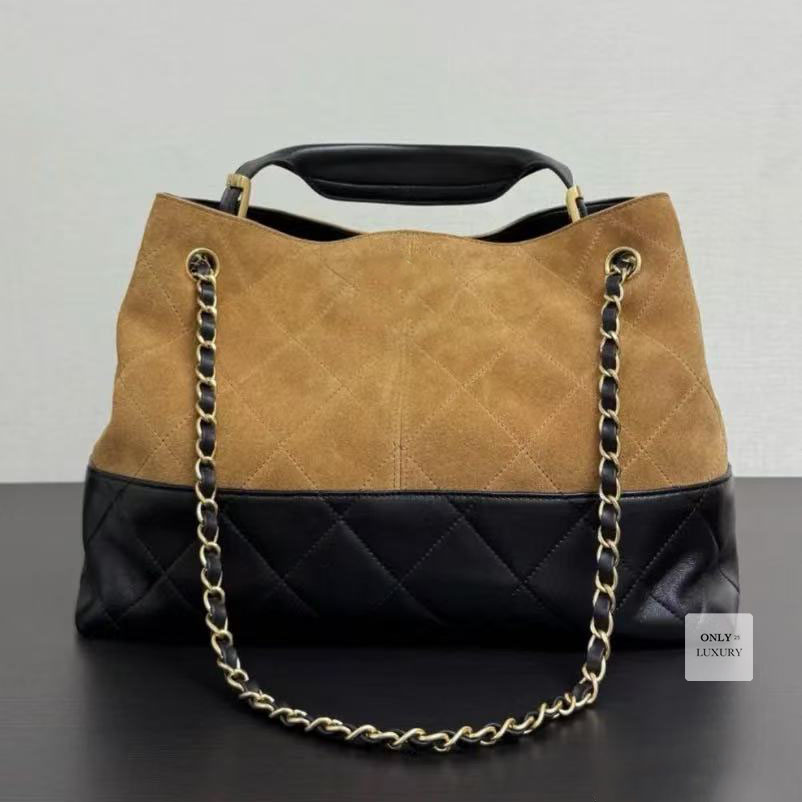 Designer luxury suede vintage real cowhide shoulder bag patchwork genuine leather handbag large chain strap lady women fall winter crossbody purse mirror quality