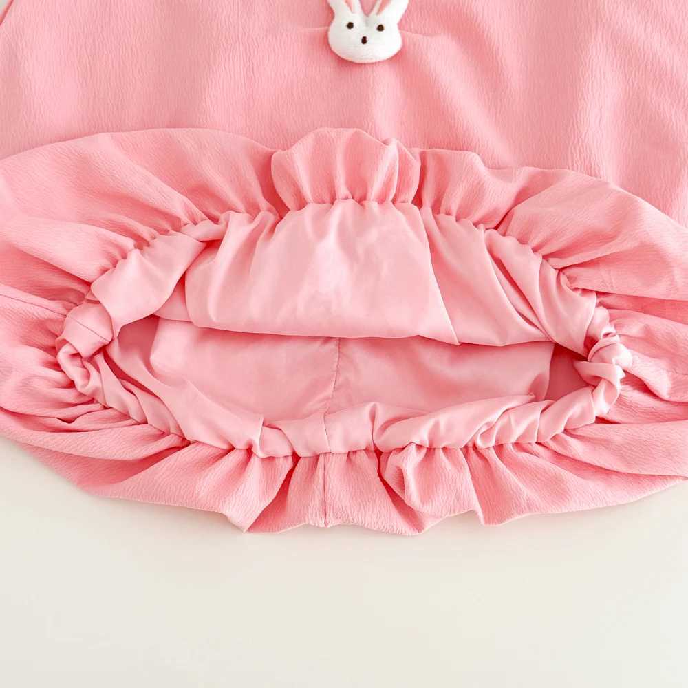 Humor Bear Summer Girls Dress Solid Color Rabbit Embellished Sleeveless Pod Dress Fashion Princess Dress Cute Children Clothing R250707