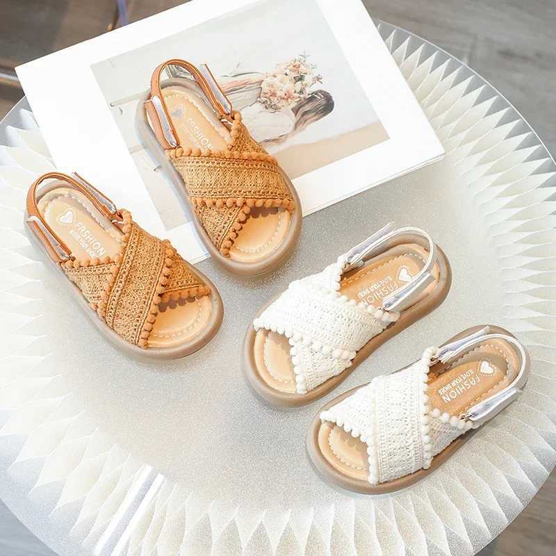Girls Summer Beach Shoes Ethnic Style Kids Casual Sandals Soft Sole Fashion Children Retro Princess Shoes 2024 Summer New R250707