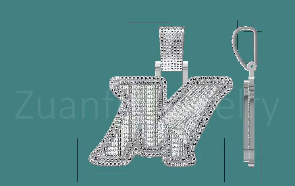 Custom Iced Out Letter M Pendant 925 Silver Baguette Initial VVS Moissanite Diamond Pendant Link Chain Hip Hop Fine Jewelry