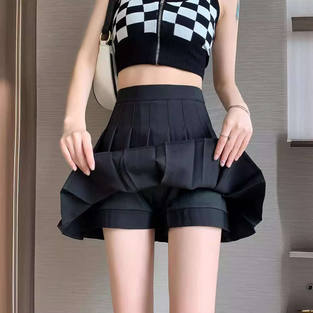 Pleated Short Autumn Winter New High Waist Slimming JK Plaid Anti-Exposure A-Line College Half Skirt Wholesale B5